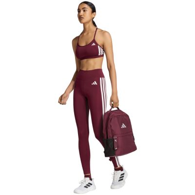 7. adidas Optime Essentials Workout Leggings für Damen mit 3 Streifen, 7/8-Länge, Burgunderrot, KT3772