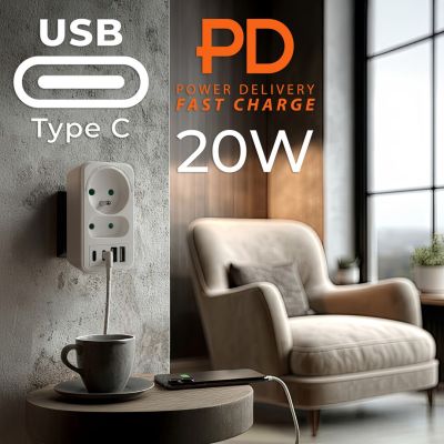 11. MACLEAN Steckdose 2-fach + 4x USB MCE249 F/W