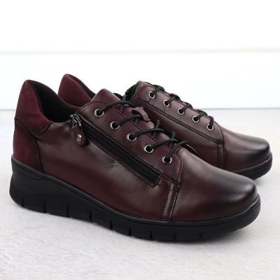 13. Bordeauxfarbene Damen-Lederschuhe mit Keilabsatz Vinceza 39964