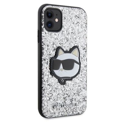 4. Karl Lagerfeld KLHCN61G2CPS iPhone 11 / Xr 6,1" Silber/Silber Hardcase Glitter Choupette Patch