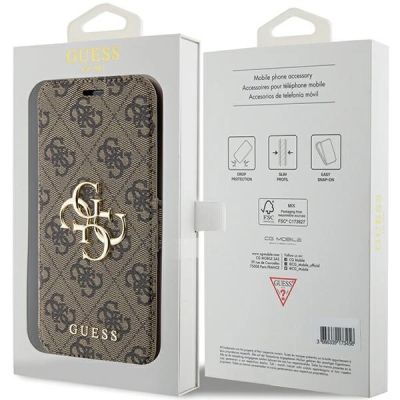 7. Guess 4G Hülle mit großem Metalllogo für iPhone 13 / 14 / 15 - Braun