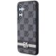 3. DKNY Lederhülle mit kariertem Monomuster und bedruckten Streifen für Samsung Galaxy S24+ – Schwarz