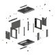 21. Wandmontierter Installationsschrank 19" 6U 540x350 schwarze Glastür LANBERG (Flat Pack)