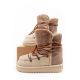 10. D.Franklin Damen Winter Schneestiefel, modisches Fellfutter, braun beige hoch