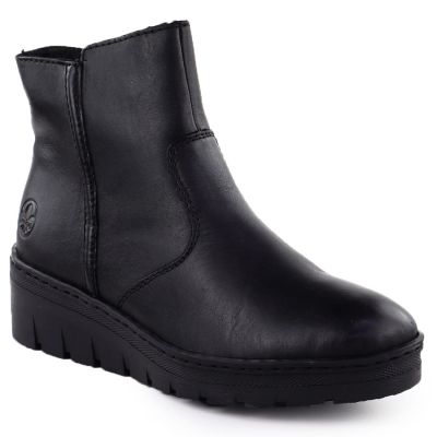 Schwarze Keilstiefeletten aus Leder für Damen, Modell Rieker X9165-01