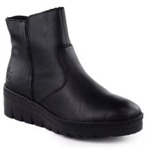 Schwarze Keilstiefeletten aus Leder für Damen, Modell Rieker X9165-01