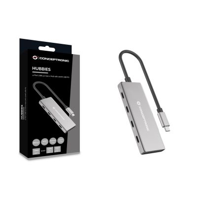 7. Conceptronic HUBBIES16G USB 3.2 Gen 2 (3.1 Gen 2) Typ-C Hubs und Hubs 10000 Mbit/s Grau