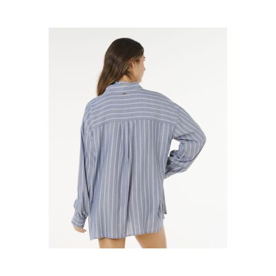 3. RIP CURL Damen-Strandhemd mit Nadelstreifen, blau