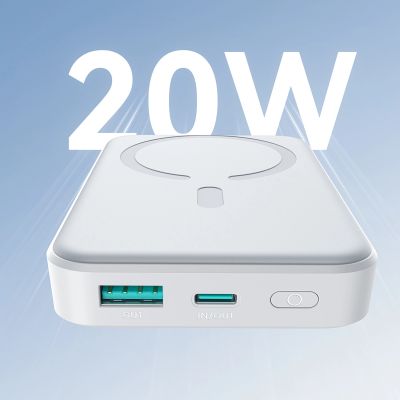 10. Joyroom JR-W020 20W 10000mAh MagSafe Powerbank + USB-C - USB-C 0,25m Kabel - Weiß