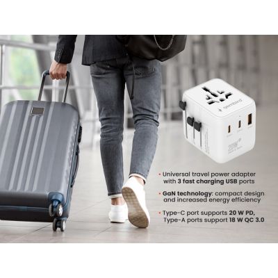 8. GEMBIRD Universal-Reiseadapter 20W, Weiß
