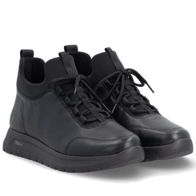 4. Schwarze, gefütterte Damen-Ankle-Boots aus Leder von Remonte Rieker (Modell D2V06-35)