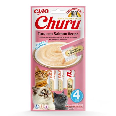 CHURU Thunfisch- und Lachs-Leckerli für Katzen, 4 x 14 g