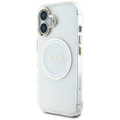 2. Guess IML Metal Colored Circle Classic Logo MagSafe Hülle für iPhone 16 - Weiß