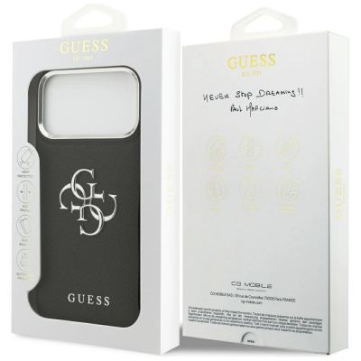 8. Guess Grained Big 4G Classic Logo Hülle für iPhone 17 Pro Max - Schwarz