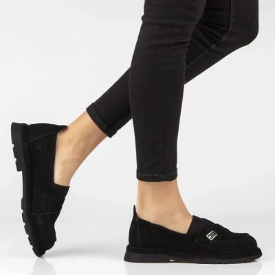 6. Damen-Ledermokassins mit Gummiband, schwarz, Filippo DP7947