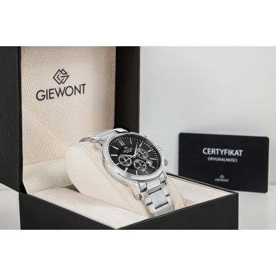 8. Giewont Herrenuhr Chronograph Saphir Silber Schwarz GW8510-B1