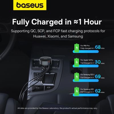 15. Baseus Enjoyment Pro USB-C (Buchse) / Lightning (Stecker) 60W Kfz-Ladegerät – Schwarz