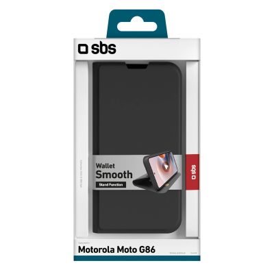 2. SBS Wallet Smooth Case für Motorola Moto G86 mit Klappdeckel – Schwarz