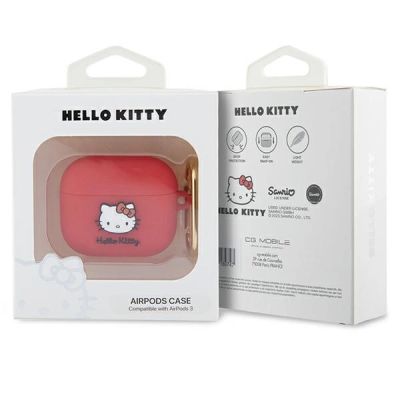 3. Hello Kitty Silikon 3D Kitty Head Hülle für AirPods 3 – Fuchsia