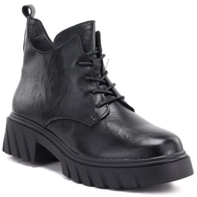 5. Schwarze Damen-Ankle-Boots aus Leder mit Plateausohle, Modell M.Daszyński SFY2502-11ac