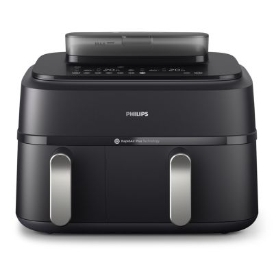 8. Philips Fritteuse der Serie 5000 NA551/00, Doppelfritteuse, 9 l, autonom, 2750 W, Heißluftfritteuse, Schwarz/Silber