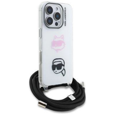 3. Karl Lagerfeld IML Crossbody Karl&Choupette Head Case für iPhone 16 Pro Max – Weiß
