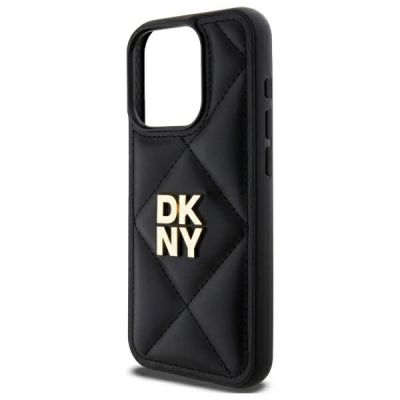 6. DKNY Quilted Stack Logo iPhone 15 Pro Hülle - Schwarz