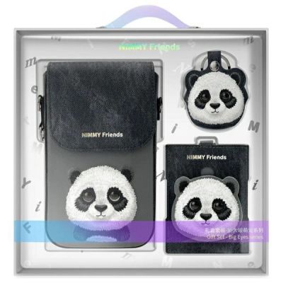 Nimmy Big Eyed Pet 2.0 Panda 3-in-1 Handytasche + Geldbörse + Tracker-Hülle - Schwarz