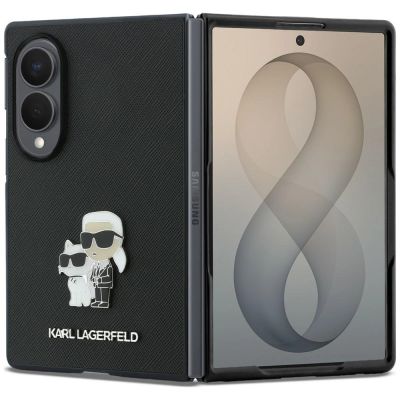 Karl Lagerfeld Saffiano Karl&Choupette Pin Case für Samsung Galaxy Z Fold 8 - Schwarz