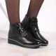 10. Gefütterte schwarze Lackleder-Stiefeletten mit Keilabsatz Filippo