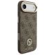4. Guess 4G Strass Logo & Big Strap Metal Buttons MagSafe Case für iPhone Air - Braun