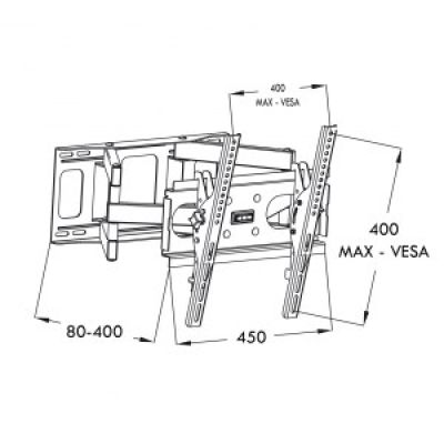 6. ART AR-51 TV-Wandhalterung (schwenkbar, wandmontiert, neigbar - 60"; max. 50 kg)