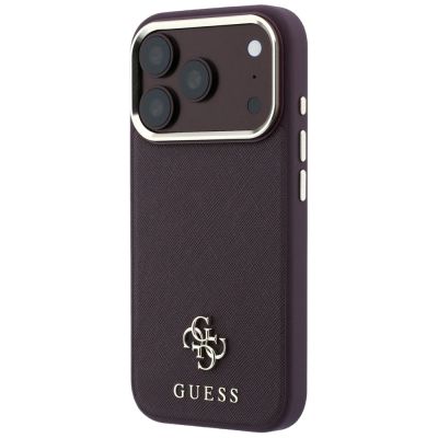 2. Guess Saffiano Small 4G & Classic Logo MagSafe Hülle für iPhone 18 Pro / 17 Pro - Burgunderrot