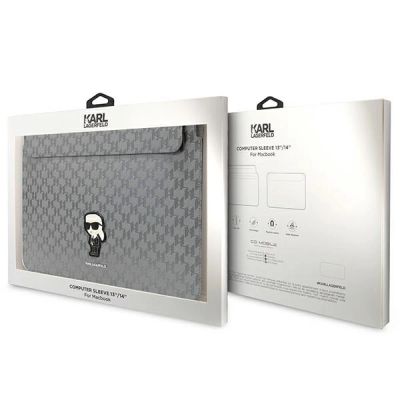 4. Karl Lagerfeld Saffiano Monogram Ikonik Tasche für einen 14-Zoll-Laptop – Silber