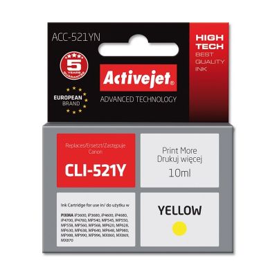 Activejet ACC-521YN Tinte (Ersatz für Canon CLI-521Y; Supreme; 10 ml; gelb)