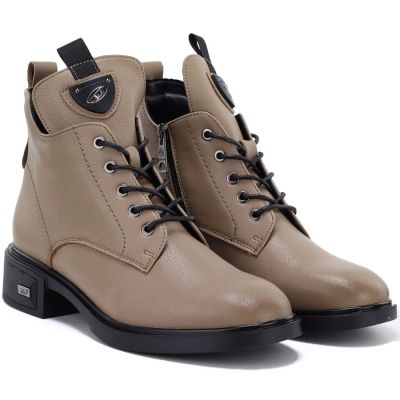 4. Damen-Lederstiefeletten mit Absatz in Beige Vinceza 133145