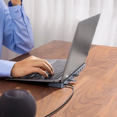 9. Baseus EliteJoy Gen2 Universal 12-in-1 USB HUB mit 25cm USB-C Kabel, Notebookständer, USB-A / USB-C / DP / HDMI / SD / TF / RJ45 / 3,5mm Klinke / PD 100W Grau (WKSX030213)