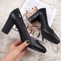 Sergio Leone W SK193A schwarze Pumps mit Blockabsatz 