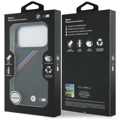 8. BMW M Tricolor Metal Logo MagSafe Case für iPhone 17 Pro – Schwarz