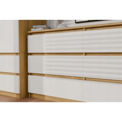11. M6 MALWA Kommode 140 cm 6 Schubladen Kunst/Weiß Set