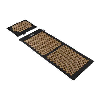 ECO Gesundheitsmatte mit Akupressurnoppen und Kissen, 110 x 42 cm, XL, goldene Noppen, Rebel Active