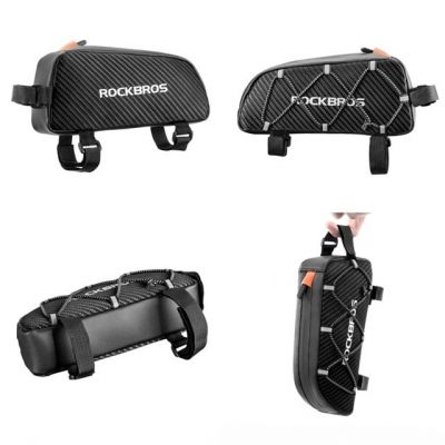 2. Rockbros 039BK Fahrradtasche für den Rahmen, 1 l, mit Flechtstruktur – schwarz