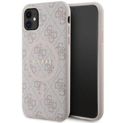 Guess GUHMN61G4GFRP iPhone 11 6,1" / Xr rosa/rosa Hardcase 4G Collection Leder Metall Logo MagSafe