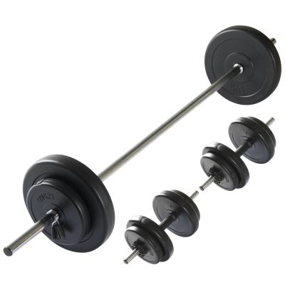 3. VIRTUFIT VERSTELLBARES LANGHANTELSET - KURZHANTELSET - 30,5 KG - SCHWARZ