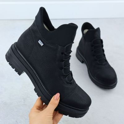 2. Damen-Lederboots im Worker-Stil mit Gummizug, Schwarz, Rieker Y3163-00