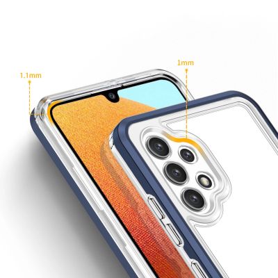 4. Klare 3in1 Hülle für Samsung Galaxy A72 4G Frame Gel Cover Blau