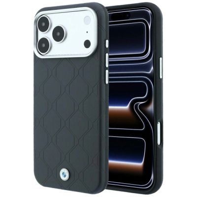 BMW MagSafe Hülle mit geprägtem, gestepptem Metalllogo für iPhone 18 Pro / 17 Pro – Dunkelgrau
