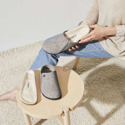4. Birkenstock Zermatt Hellgraue Wollfilz-Isolierpantoffeln für Herren/Damen, Normalbreite (1015092)