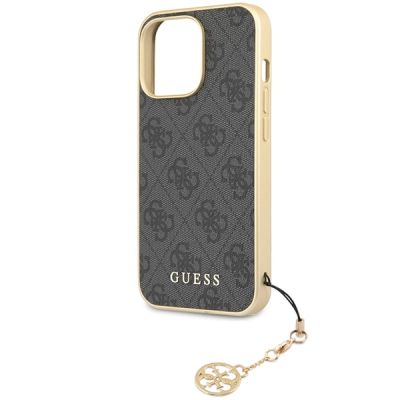 6. Guess 4G Charms Collection Hülle für iPhone 14 Pro – Grau