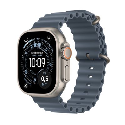 2. Apple Watch Ultra 3 (2025) 5G 49 mm Gehäuse aus Natur-Titan mit Ozean-Armband – Ankerblau